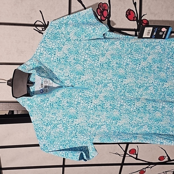 Ibkul Short Sleeve Zip Mock Neck Abstract‎ Top Size XS NWT - Picture 3 of 6
